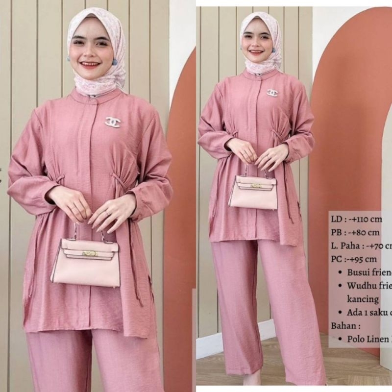 NEW ONESET TIARA LINEN PREMIUM SETELAN WANITA BUSUI TERLARIS SET POLOS VIRAL