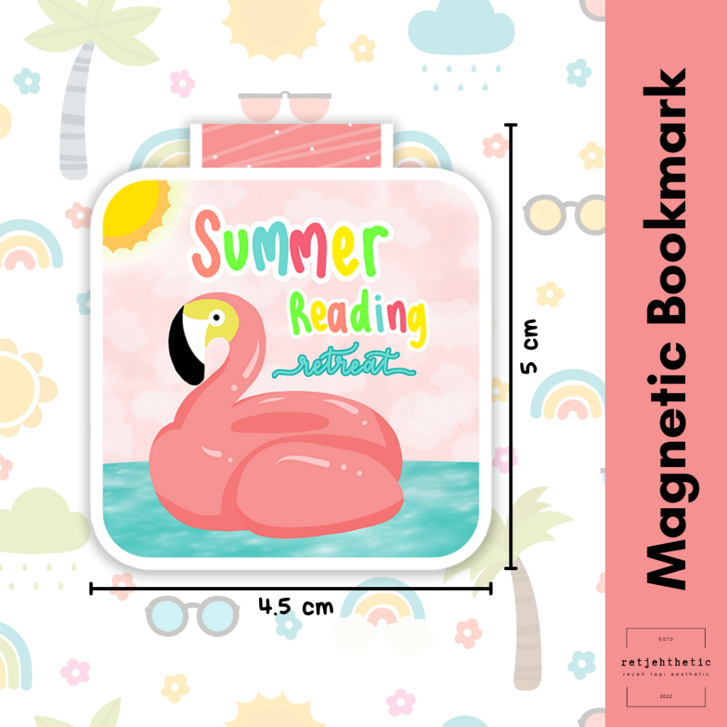 

Magnetic Bookmark: Flamingo Swimming Ring - Summer Reading Retreat| Pembatas Buku Premium Waterproof Aesthetic