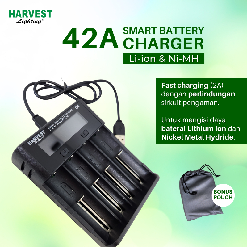 Smart Battery Charger Harvest Lighting Baterai Fast Charging LCD Display Lithium Ion 18650 21700 26650 NiMH NiCD AAA AA