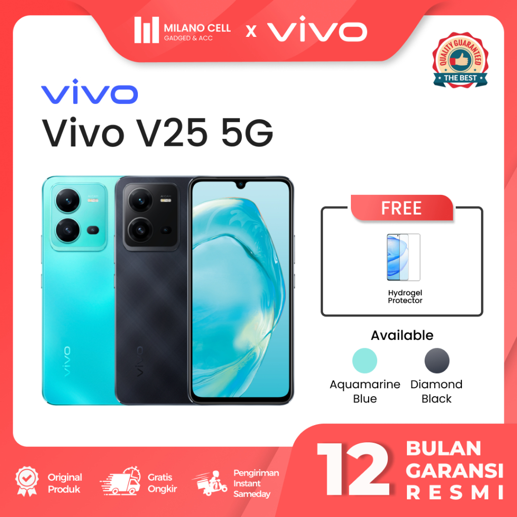 Vivo V25 5G 8/256GB | MediaTek MT6877 Dimensity 900 (6 nm) | Android Versi OS 12 | Garansi Resmi