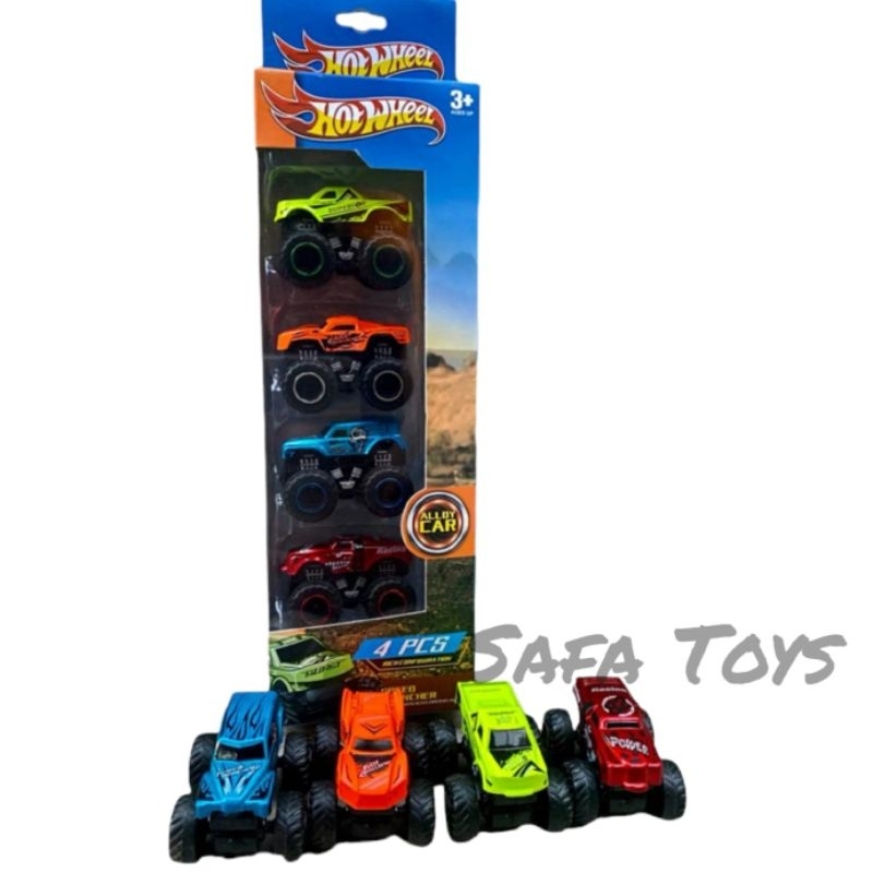 Mainan Diecast Alloy Car Jeep Monster Truck Isi 4 pec