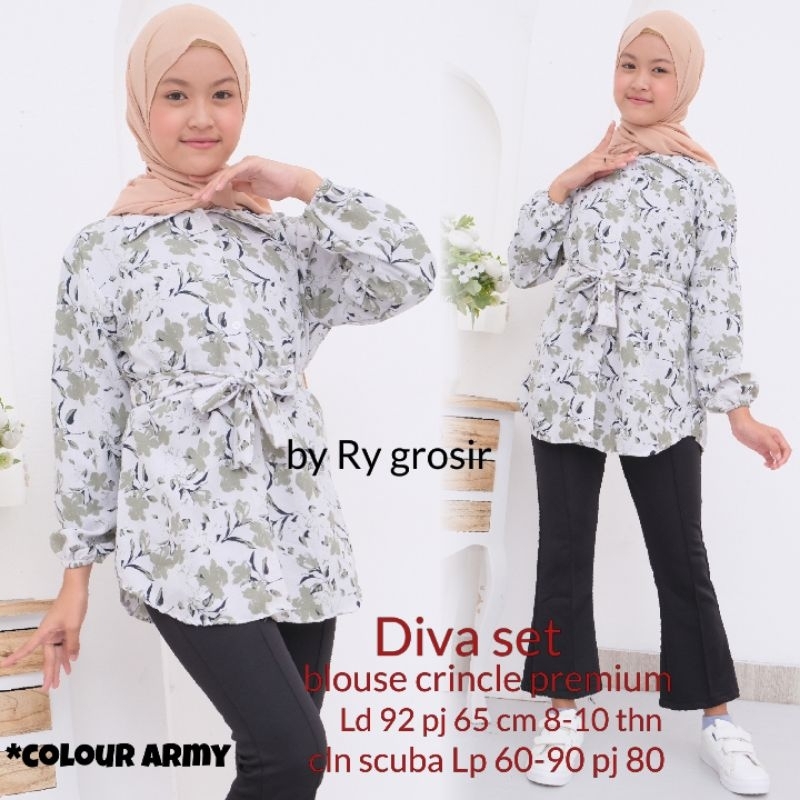 Setelan Anak blouse Crincle + celana scuba cut bray