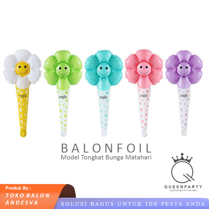 Balon Pentung Bunga Matahari / Balon Foil Tongkat Stick Bunga Matahari / balon bunga matahari tongka