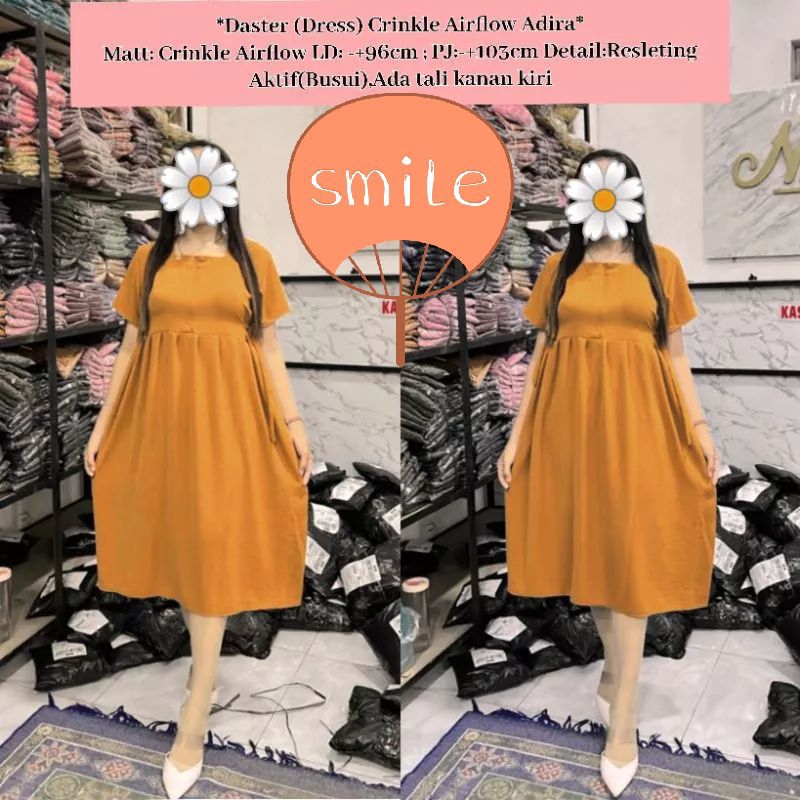 Adira daster crinkle airflow retsleting depan busui frenly dress crinkle polos