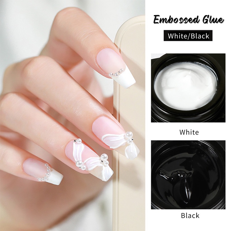 FINY EMBOSSED GLUE GEL DESAIN CHROME EMBOSS PAINTING EMBOS 3D TIMBUL / GEL LINER TIMBUL DESAIN GARIS BOHEMIAN NAIL ART