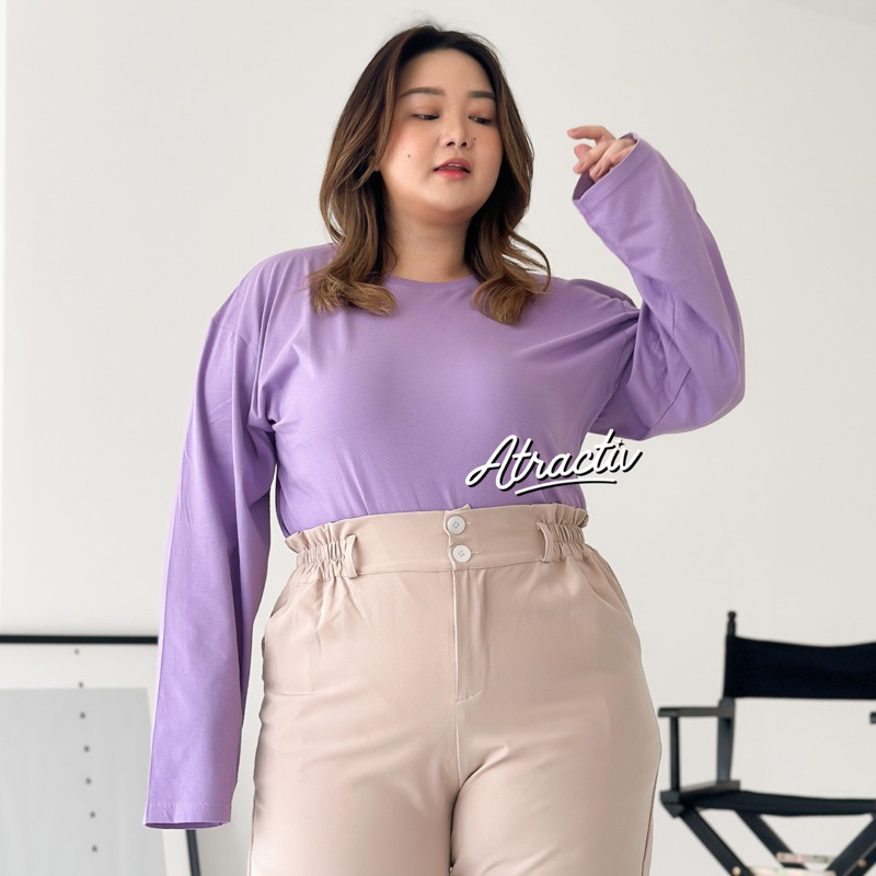 ATRACTIV Kaos Polos Jumbo Lengan Panjang Unisex LD120 LD132 LD144 Kaos Jumbo Lengan Panjang Wanita K