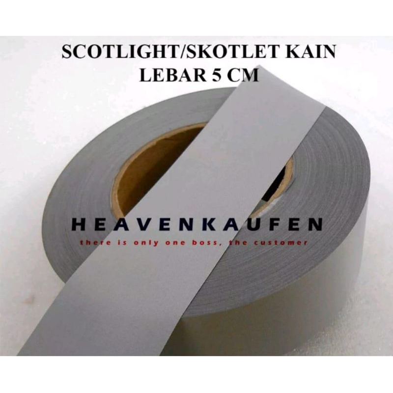 Pita Scotlight skotlet kain reflective kain lebar 5 cm Meteran untuk jaket rompi jas hujan