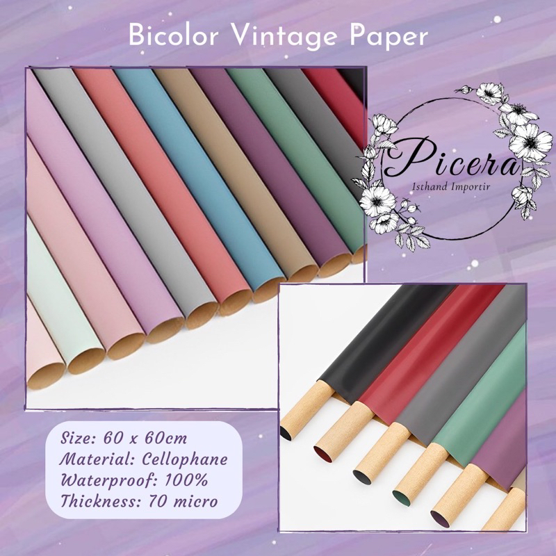 

[1 Roll 50 cm x 10 meter] Flower Wrapping Paper Bicolor Vintage Pattern Brown Craft Cellophane Waterproof Kertas Bungkus Pembungkus Bouquet Bunga Kraft Coklat Dua Warna Anti Air