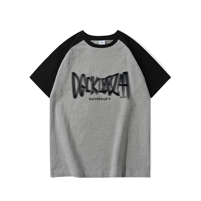 Baju Kaos Wanita Retro Lengan Raglan Oversize Letter Motif Graffiti T-Shirt Kekinian Import Kaos Basic