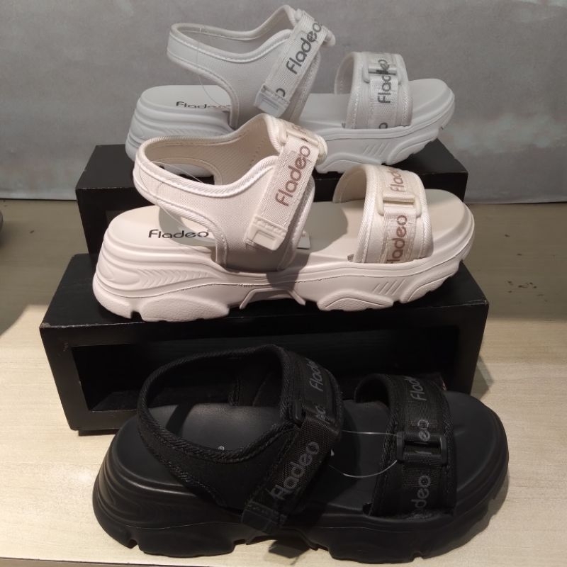 Fladeo sepatu sandal wedges hak rata 5cm phylon wanita ringan & empuk poll ori size 36-40