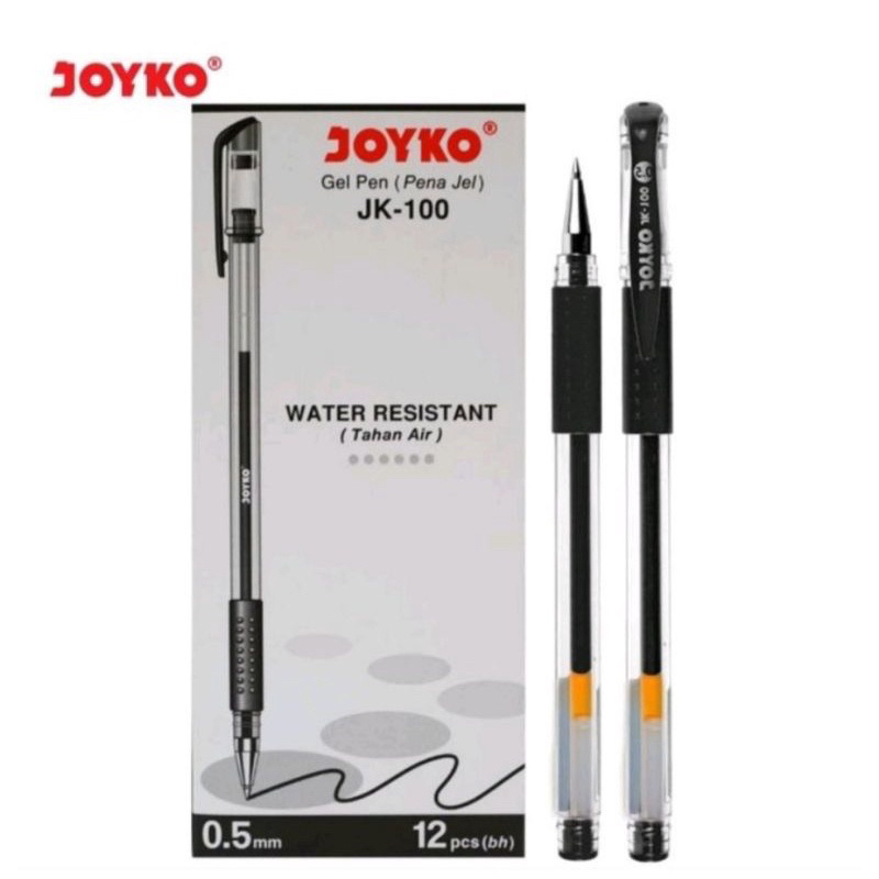 

|1 kotak| Pena Joyko JK-100 tinta hitam 0.5mm pena gel joyko gel pen joyko