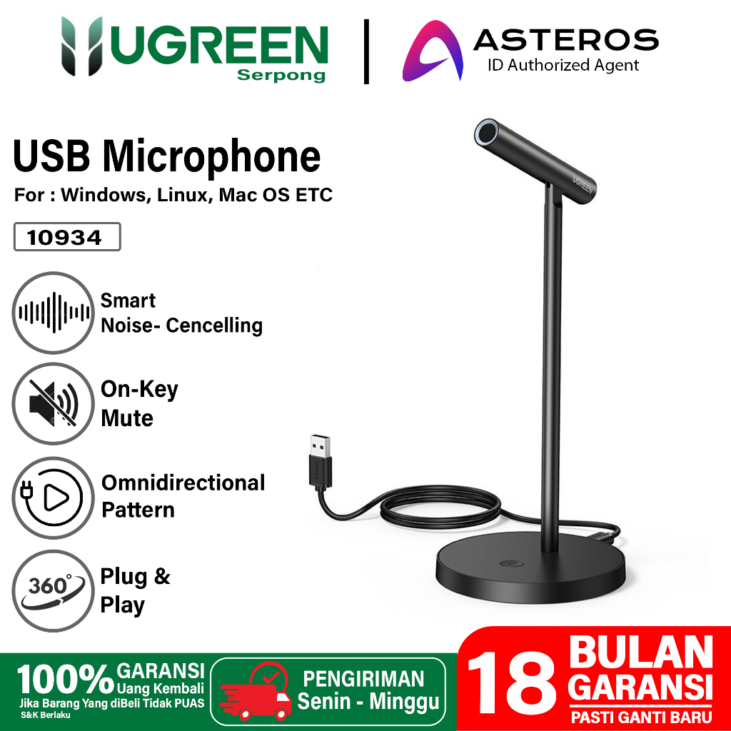 UGREEN USB Microphone Mic External For PC Komputer Laptop Zoom Online Straming