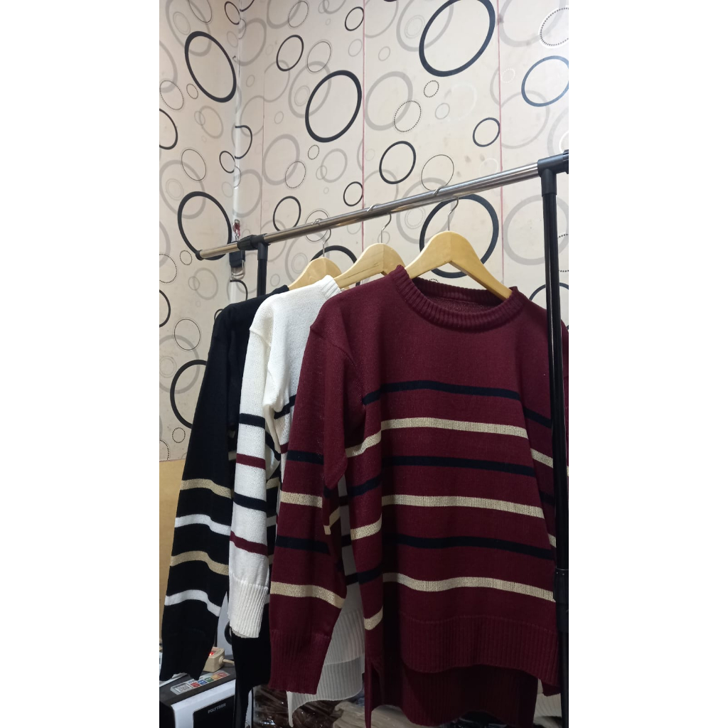 DC_ Sweater Grace-Fullover Striped / Sweater Korea / Sweater Rajut Wanita /Atasan wanita