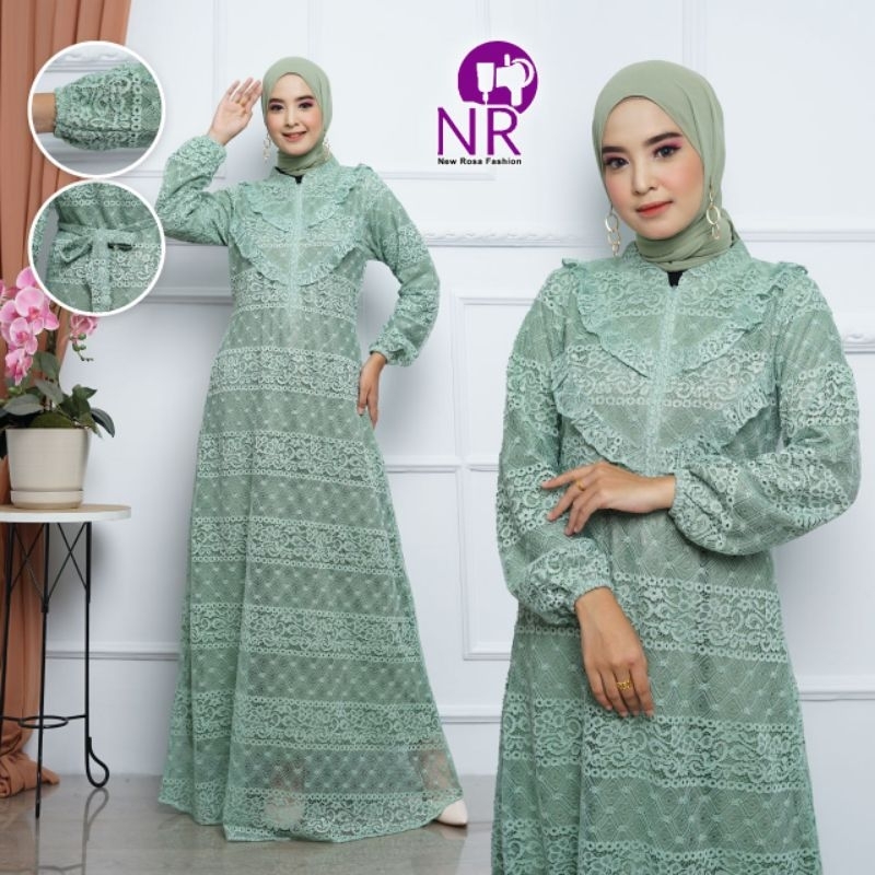 Anjani Dress Series / Gamis Brukat Muslim / Gamis Busui / Gamis Pesta
