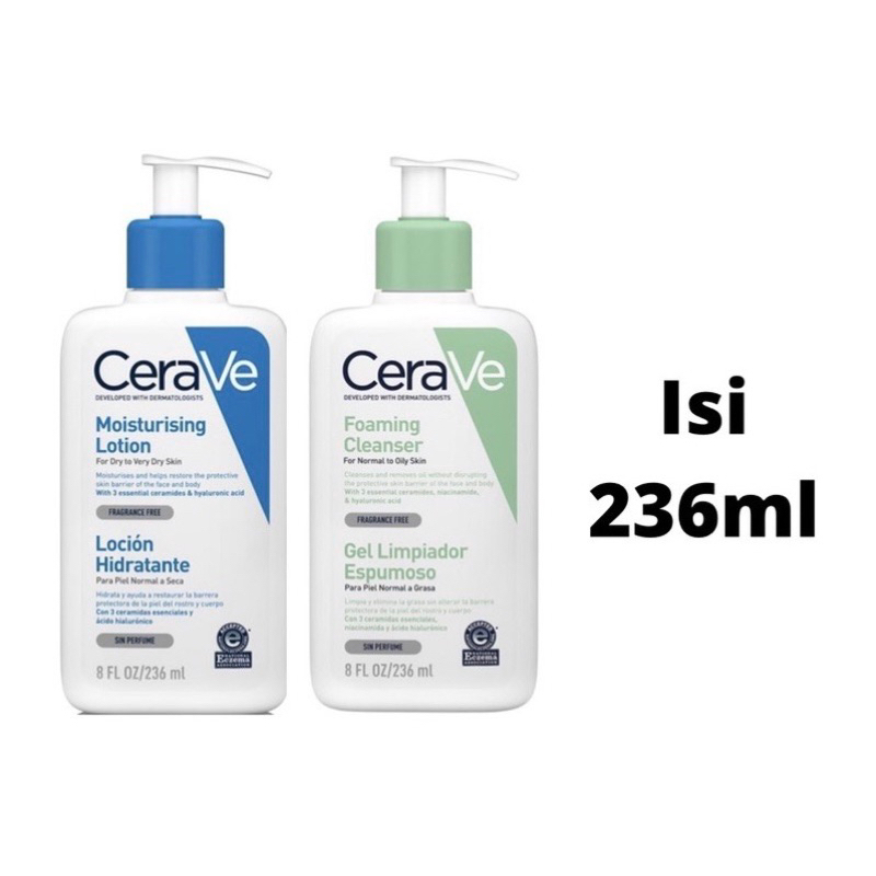 Cerave Moisturising Lotion 236ml / Cerave Foaming Facial Cleanser 236ml Face Wash