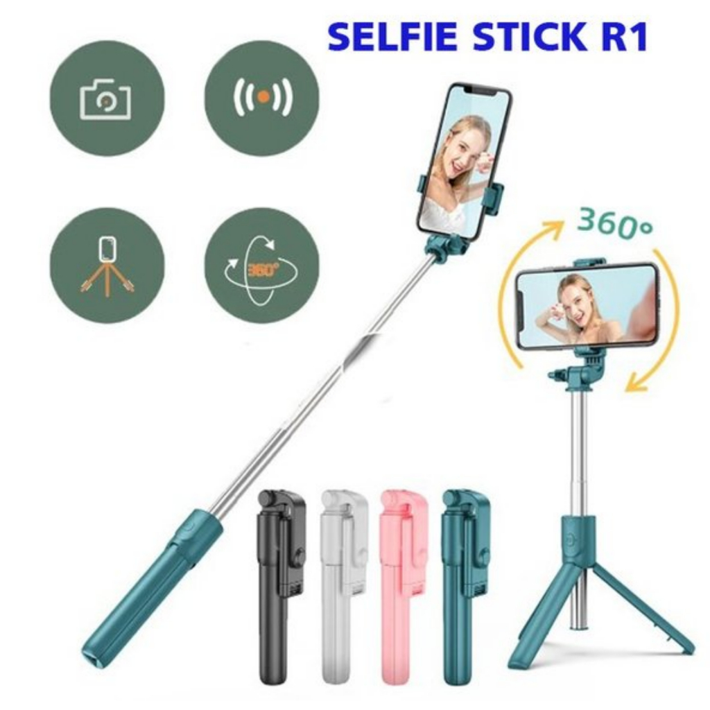 R1 Tongsis + Tripod + Remote Control Bluetooth- Live Stream Selfie Stick