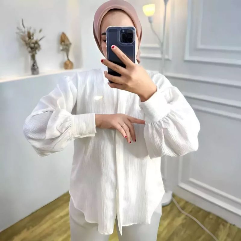 Blouse Kemeja Devanca Lady Crush Top Fashion Remaja Kekinian Baju Atasan Wanita Lengan Balon