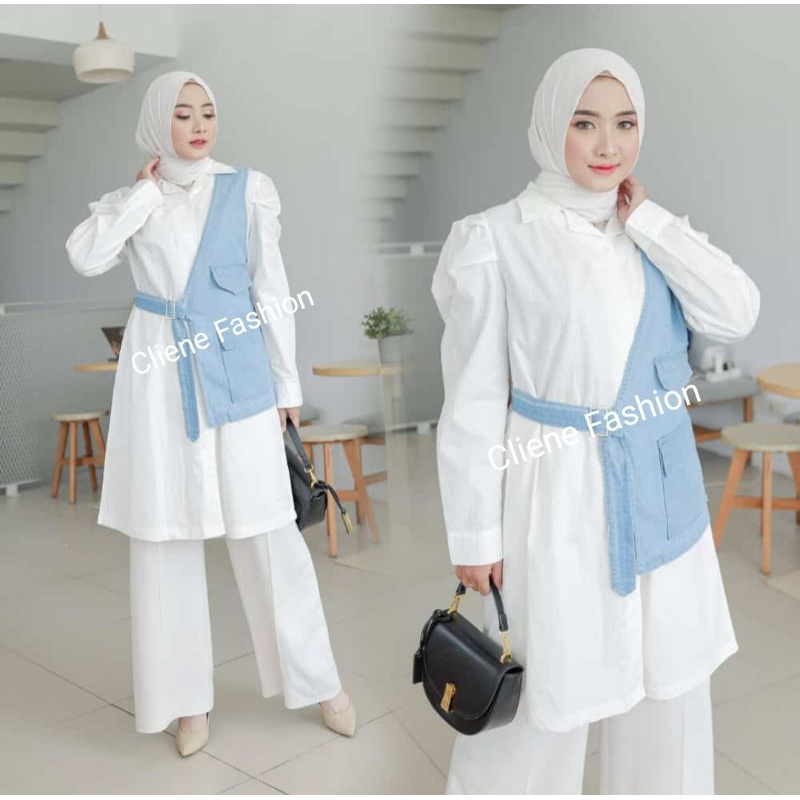 TUNIK KEMEJA VEST / ATASAN VEST / ATASAN ROMPI JEANS FASHION WANITA