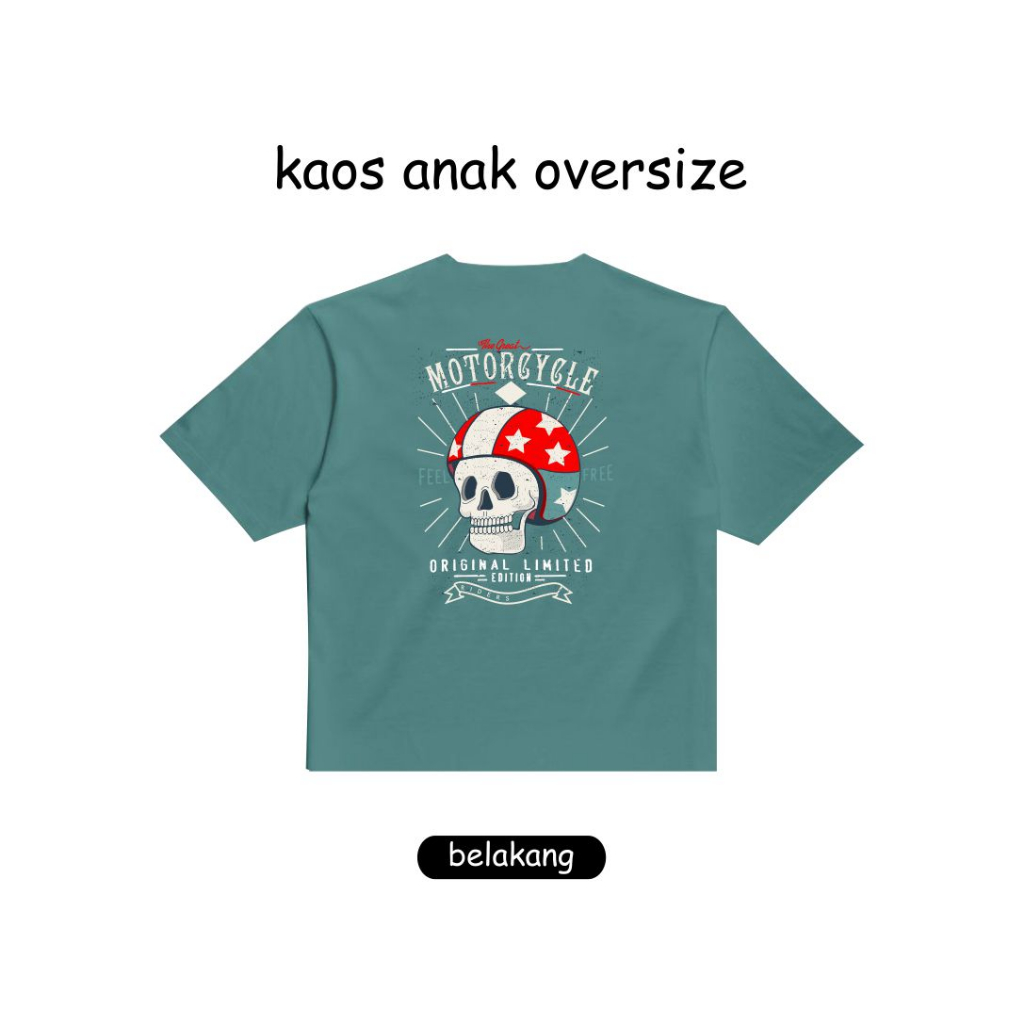 Dikids OVERSIZED - Baju Anak Umur 2-12 Tahun Unisex - Ghost Racing - Kaos Anak Laki laki Perempuan Termurah