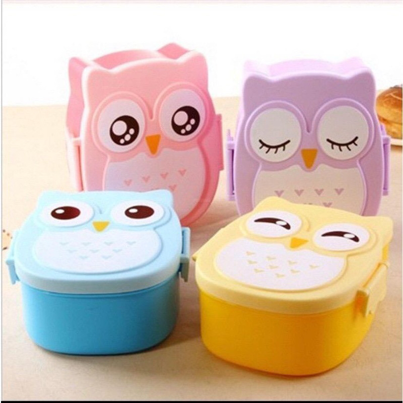 IMPORT- KOTAK BEKAL ANAK MOTIF OWL | LUNCH BOX | TEMPAT MAKAN ANAK KARAKTER BURUNG HANTU LUCU