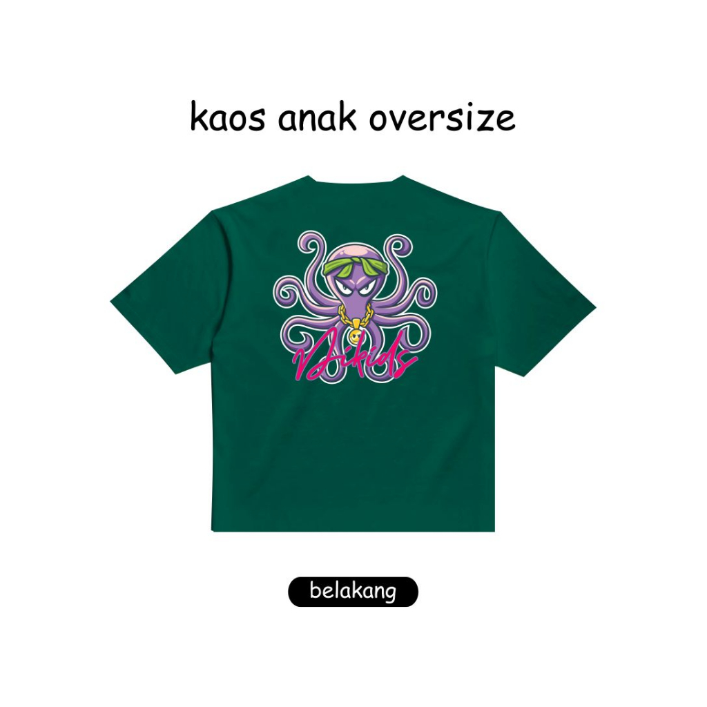 Dikids OVERSIZED - Baju Anak Umur 2-12 tahun Unisex - Kraken - Kaos Anak Laki laki Perempuan Terlaris