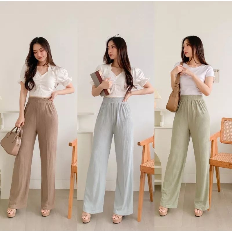 Kulot Daily  Knit Highwaist/celana kulot knit premium/Celana kulot knit pants Loose premium Tebal/Highwaist Cullote Pants/Cozie Pants/Rib Knit Pants/Celana Kulot Wanita Anti Kusut