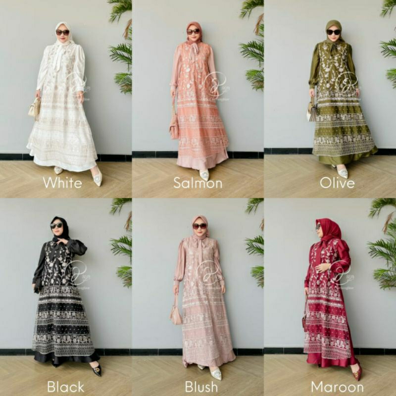 DYN Florencia Dress Lebaran Tulle Armani Silk Gamis Kondangan Kekinian