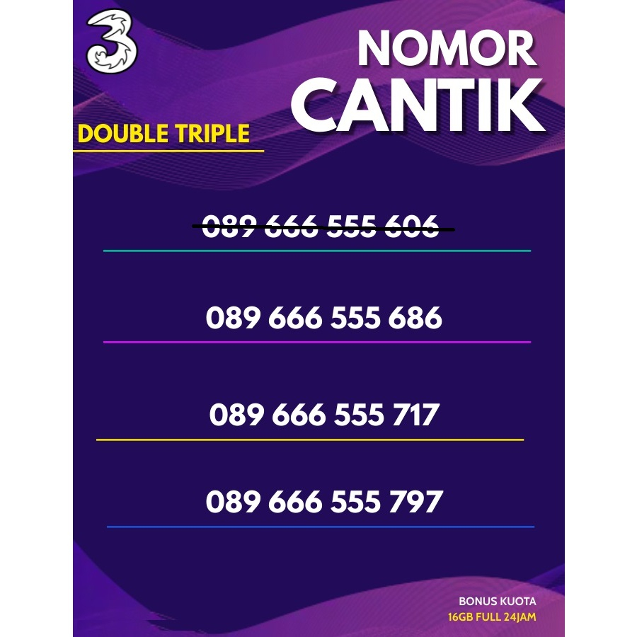 Nomor Cantik Tri Seri Double Triple