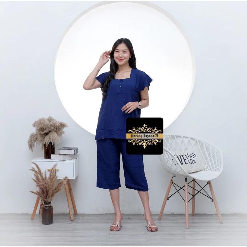 one set Rayon polos lengan pendek