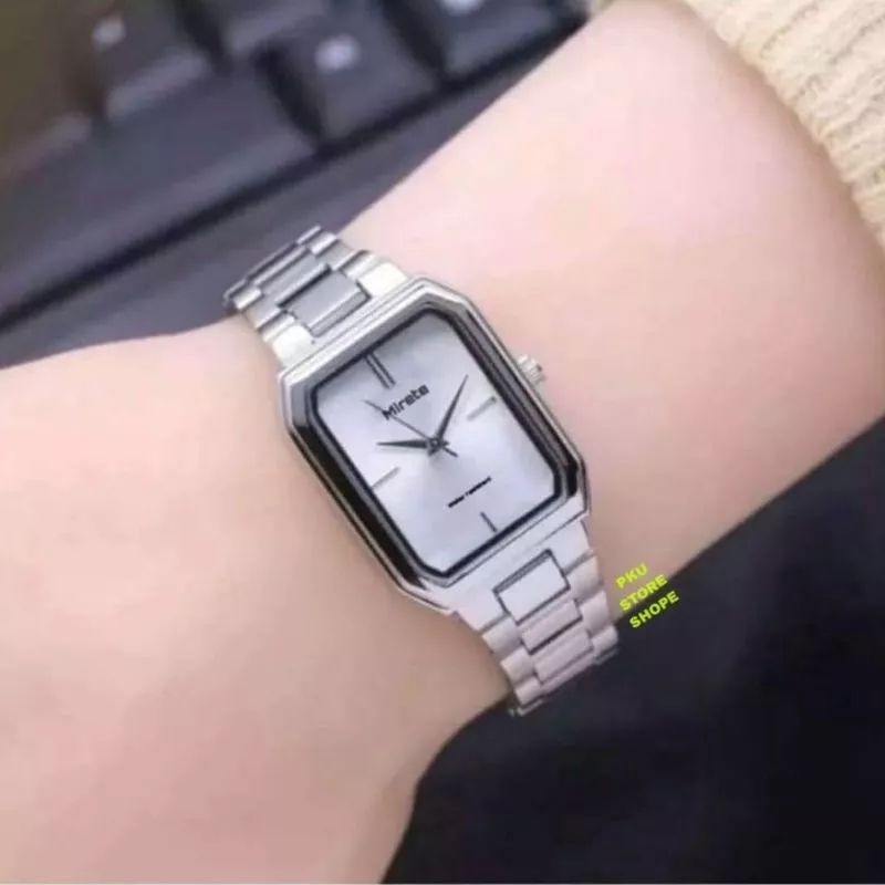 MIRETE!!! Jam Tangan Wanita Original Tahan Air Strap Rantai Stainless Steel Mewah Model Persegi Berkualitas Murah Mewah Dan simple // Jam Tangan wanita Bestseller Analog Quart Sporty Terbaru Dan Kekinian // Jam Tangan Fashion Wanita Sesuai Foto