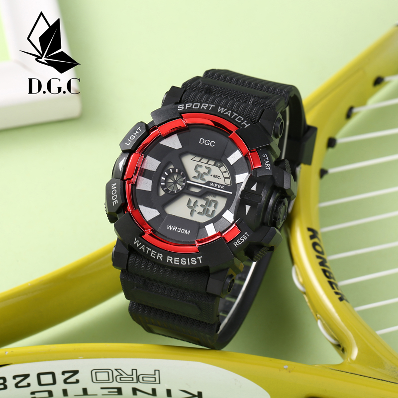 COD Jam Tangan Sport New Rubber Merah Black Time [Cod] Free Pria Digital Fashion Import M197