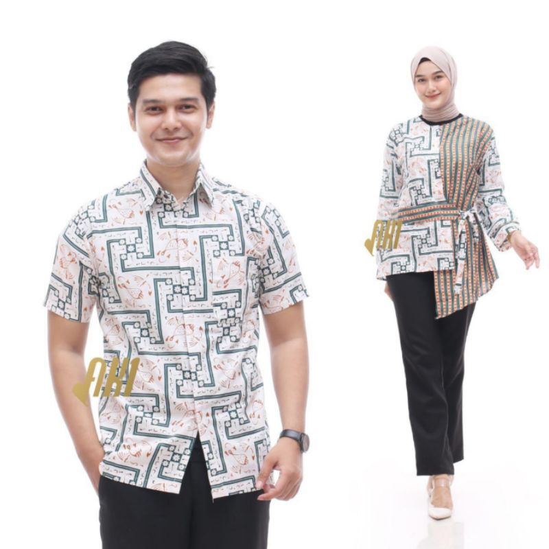 Jumbo Batik wanita ASJ SA HRB026 Kenongo Kemeja Tosca Pendek Batik Fashion Baju Wanita