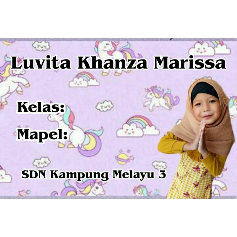 

(ISI 50 PCS) STICKER BUKU SEKOLAH CUSTOM UNICORN