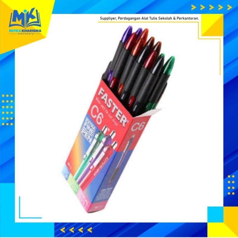 

BALLPOINT/ Pulpen murah FASTER C6 Extra Fine Cetet ORIGINAL / Pulpen sekolah (1 pcs)