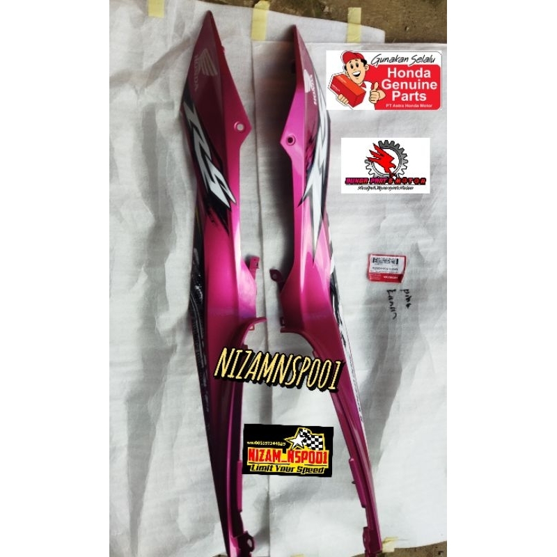 COVER BODY SAYAP ATAS KIRI KANAN+STIKER HONDA SONIC 150R MAGENTA/PINK 100% ORIGINAL HONDA