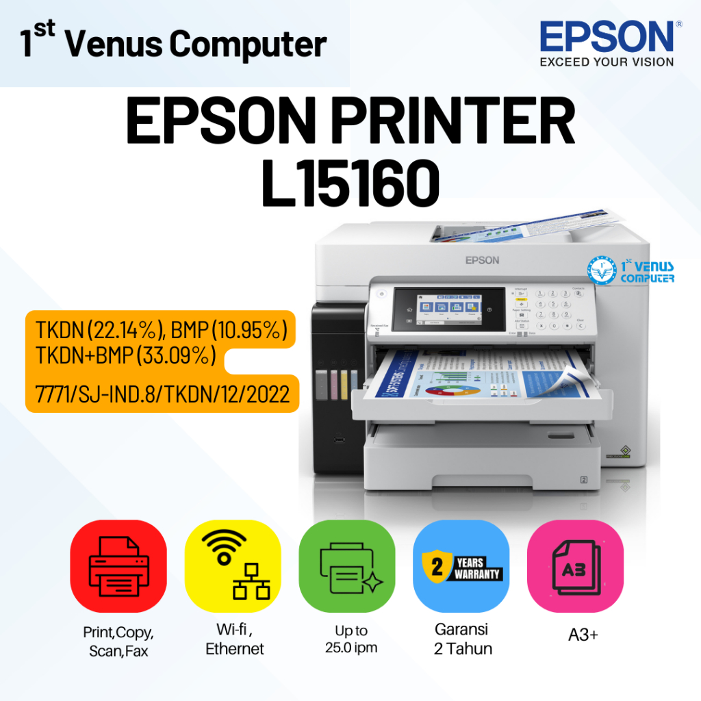 (TKDN) EPSON PRINTER L15160/ EPSON L15160 A3 WIFI DUPLEX INK TANK/ PRI52-EPS