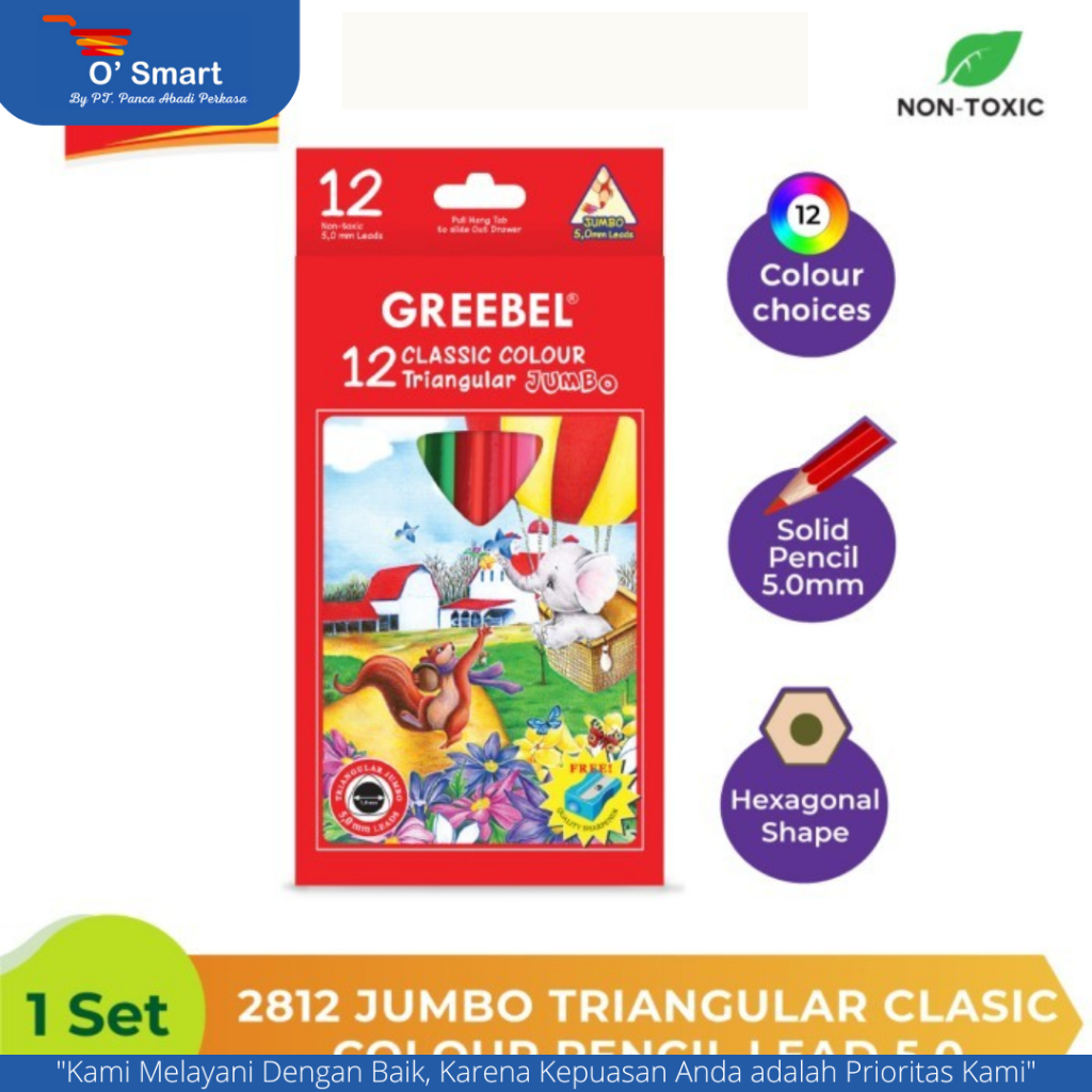 PENSIL WARNA TRIANGULAR JUMBO GREEBEL 12W 2812 CLASIC