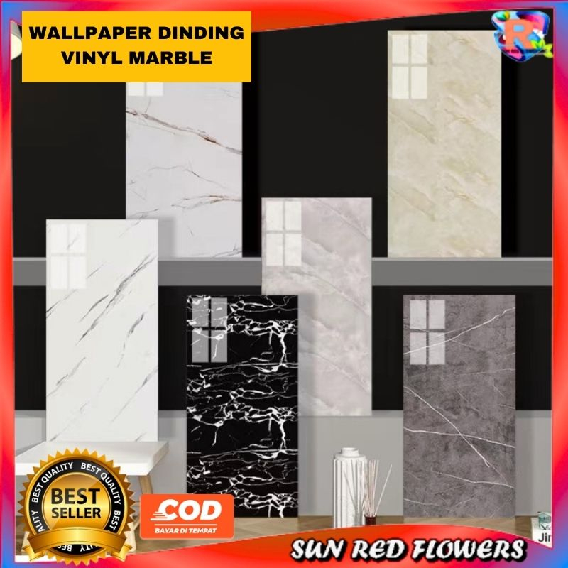 SRF - Wallpaper Dinding VINYL Marmer Marble 30cm x 60cm / Lantai Vinyl Marble Granit Premium Terlaris
