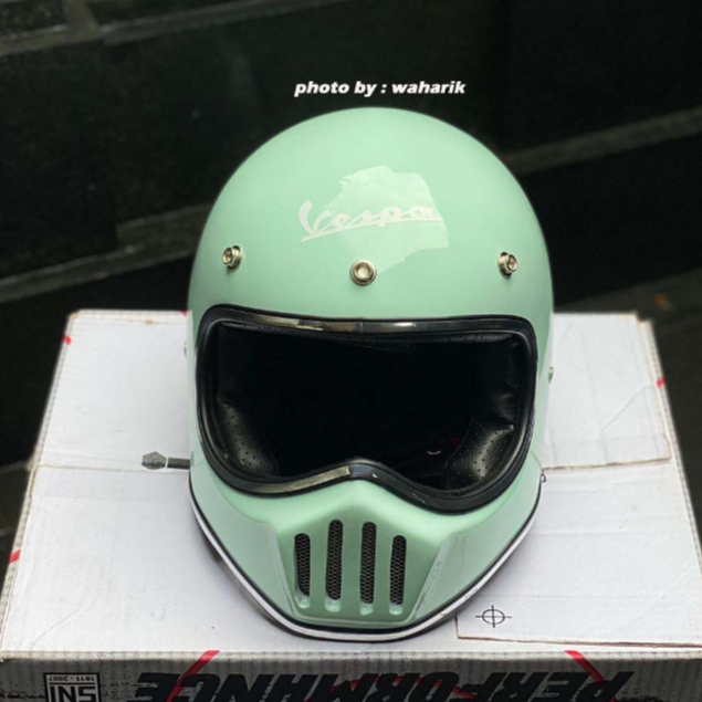 helm vespa racing cakil green relax edition