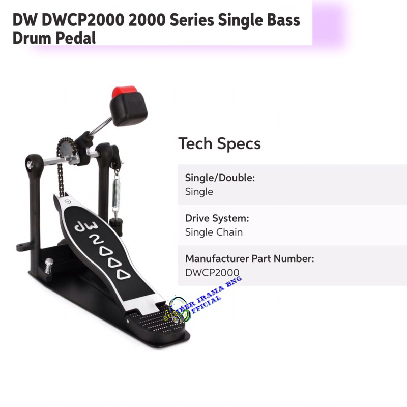 DW DWCP2000 2000 SERIES SINGLE BASS DRUM PEDAL - SINGLE PEDAL DRUM