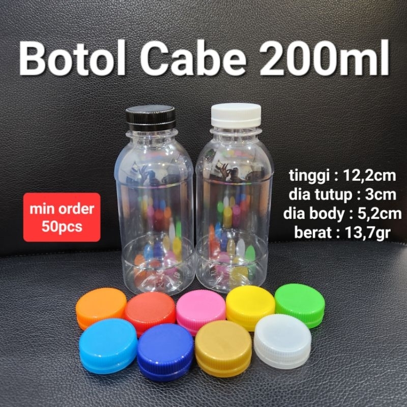 Botol Cabe 200ml PENDEK | Botol Sambal 200ml Plastik PET