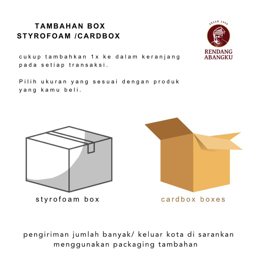 

Add On Styrofoam / Cardbox boxes | Kemasan Tambahan Rendang Abangku