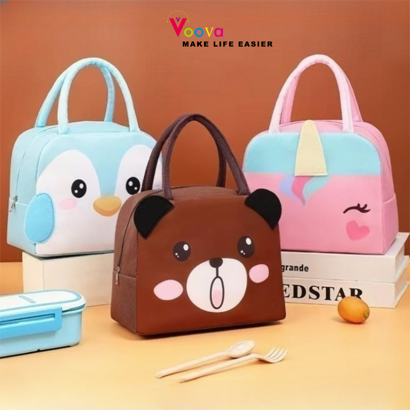 VOOVA Tas Bekal Makanan / Tas bekal cartoon 3D / Lunch Bag Cooler Hampers / Tas Kotak Makanan