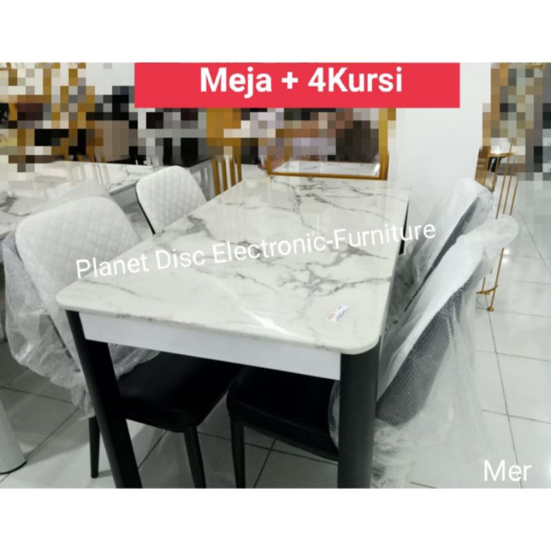 Meja Makan Marmer 4kursi Dining set 4person meja dapur meja batu meja restoran meja cafe