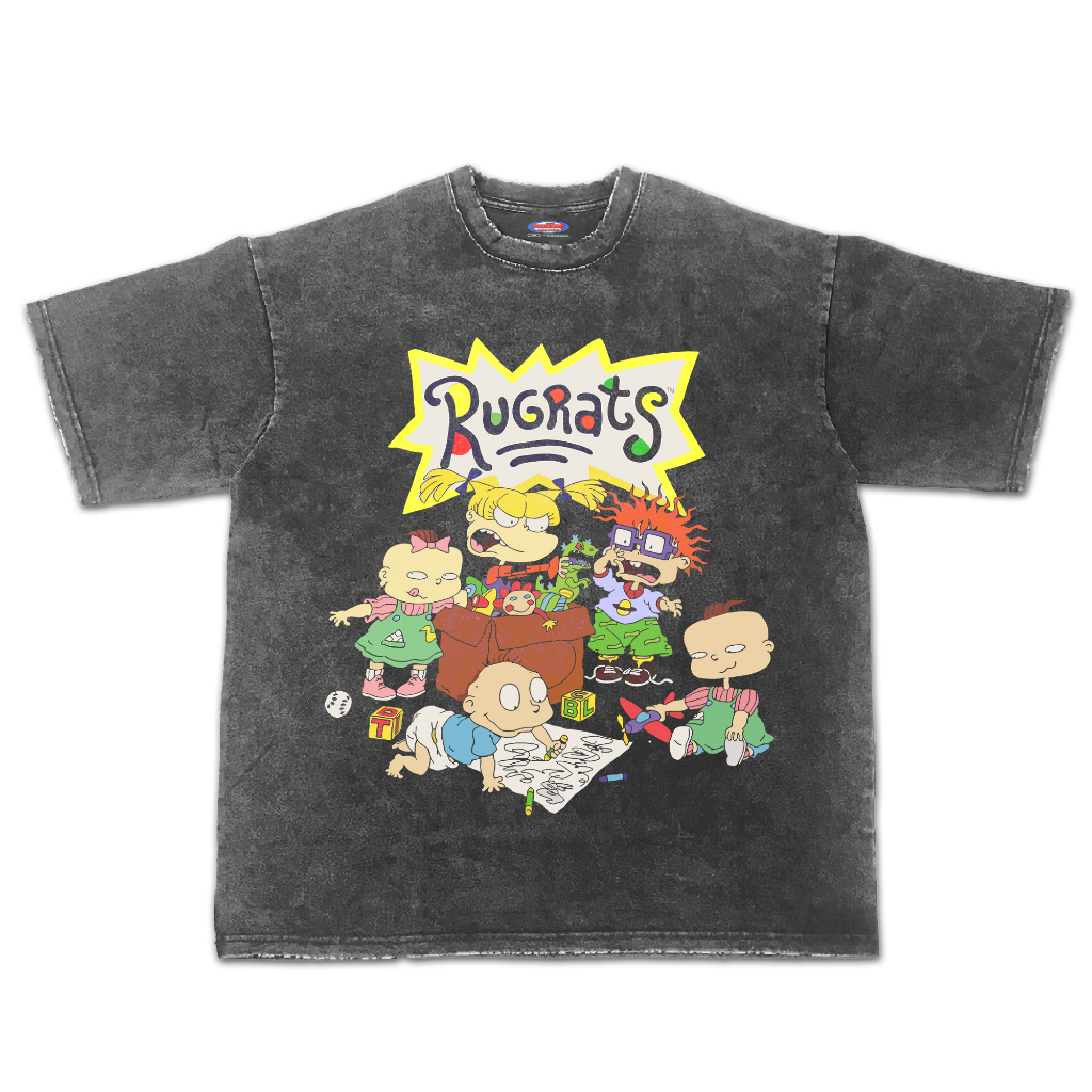Kaos Rugrats Kartun Oversize Stone Wash