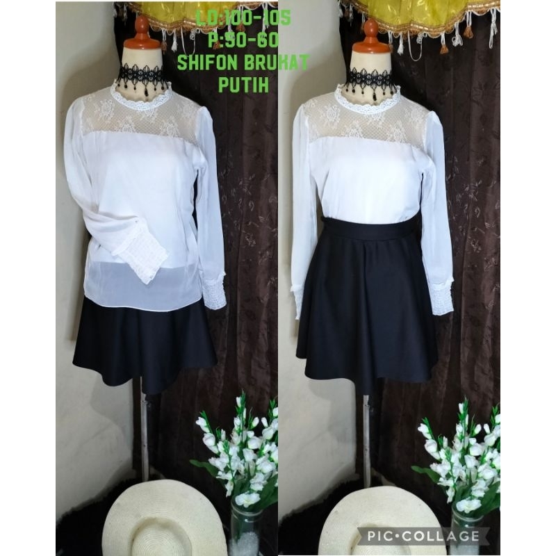 BLOUSE PUTIH//BLOUSE SIFON//BLOUSE BRUKAT//ATASAN SIFON//ATASAN BRUKAT