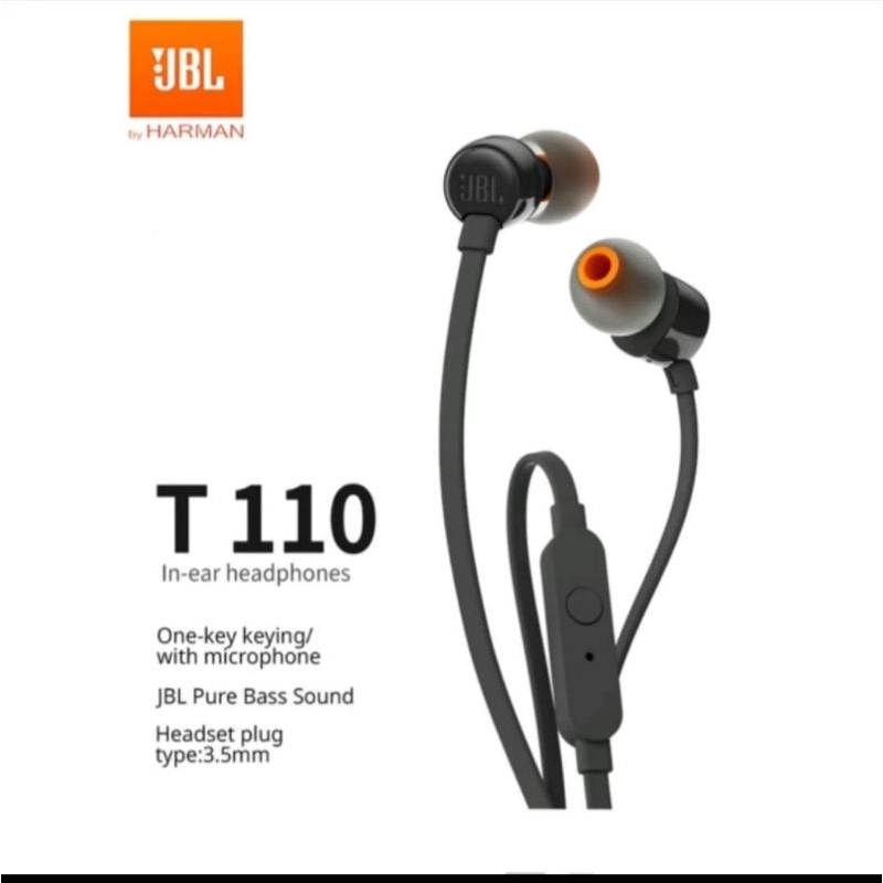 headset jbl t110 original earphone with microphone garansi resmi IMS