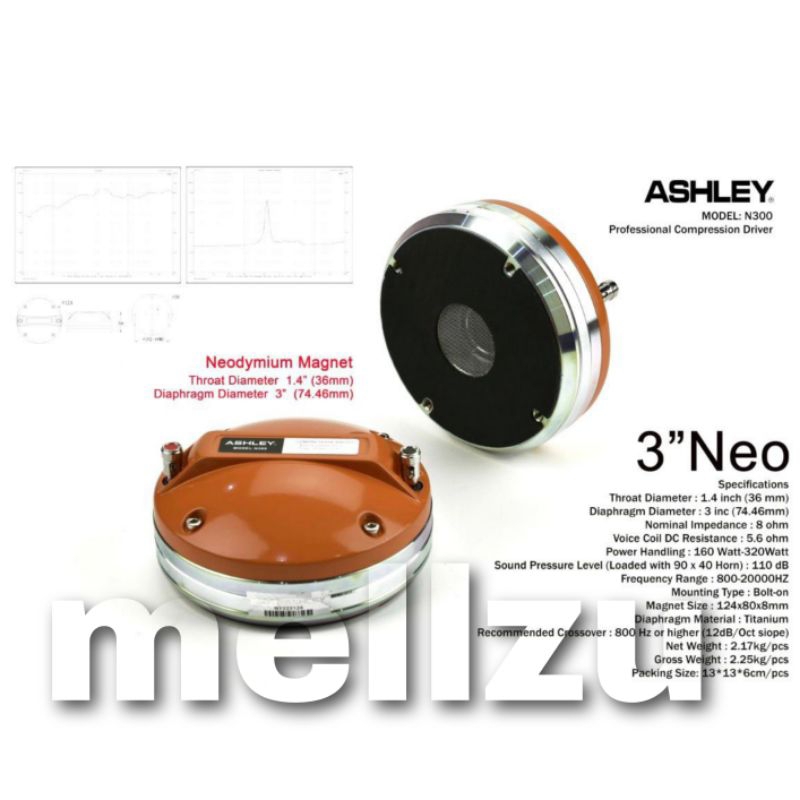 Tweeter Ashley N 300 Original Driver Neodymium ASHLEY N300 3 inch