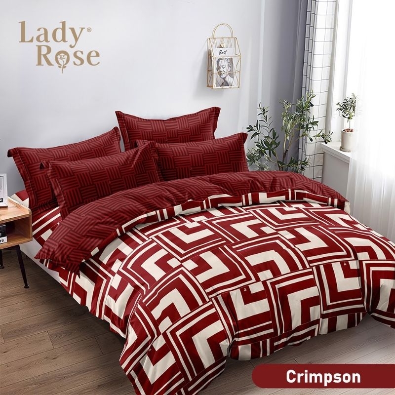 sprei lady rose B4 motif crimpson