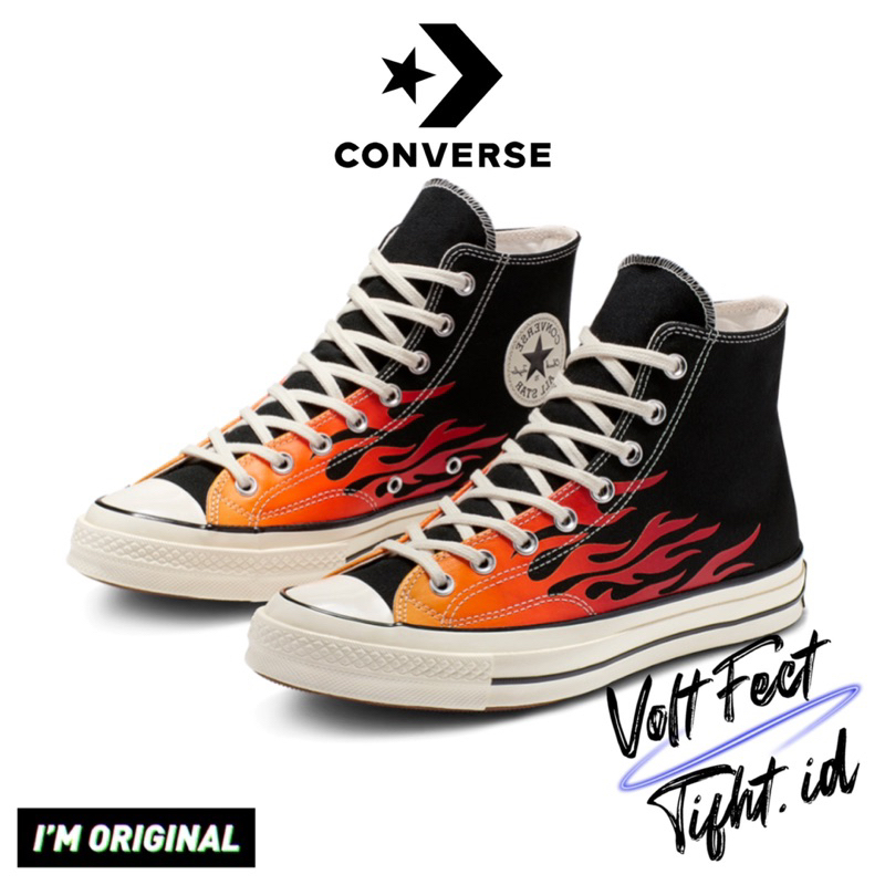 Converse Chuck Taylor 70S High Flame Black Red Original 100%